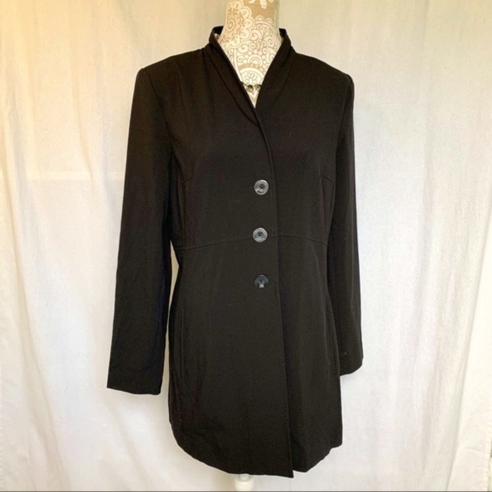 Monterey Bay // Black Fitted long line Dress Jacket size 8 my1